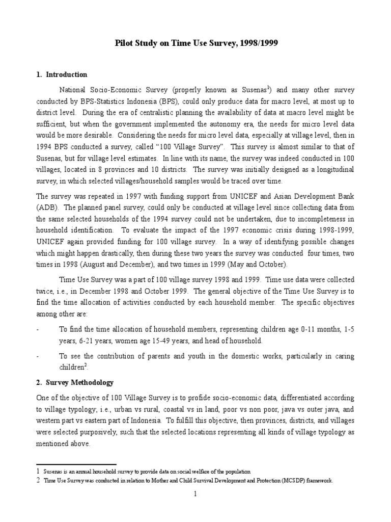 Pilot Study Survey Methodology Leisure