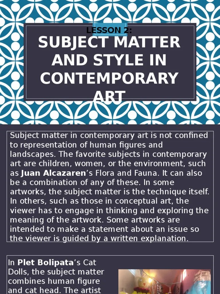 Subject Matter and Style in Contemporary Art Abstract Art Paintings