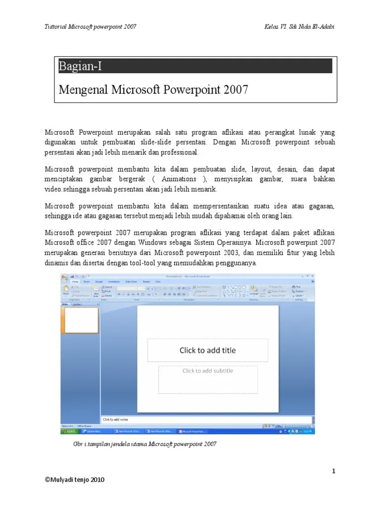 Modul Microsoft Powerpoint 2007 Untuk SD Kelas Vi PDF