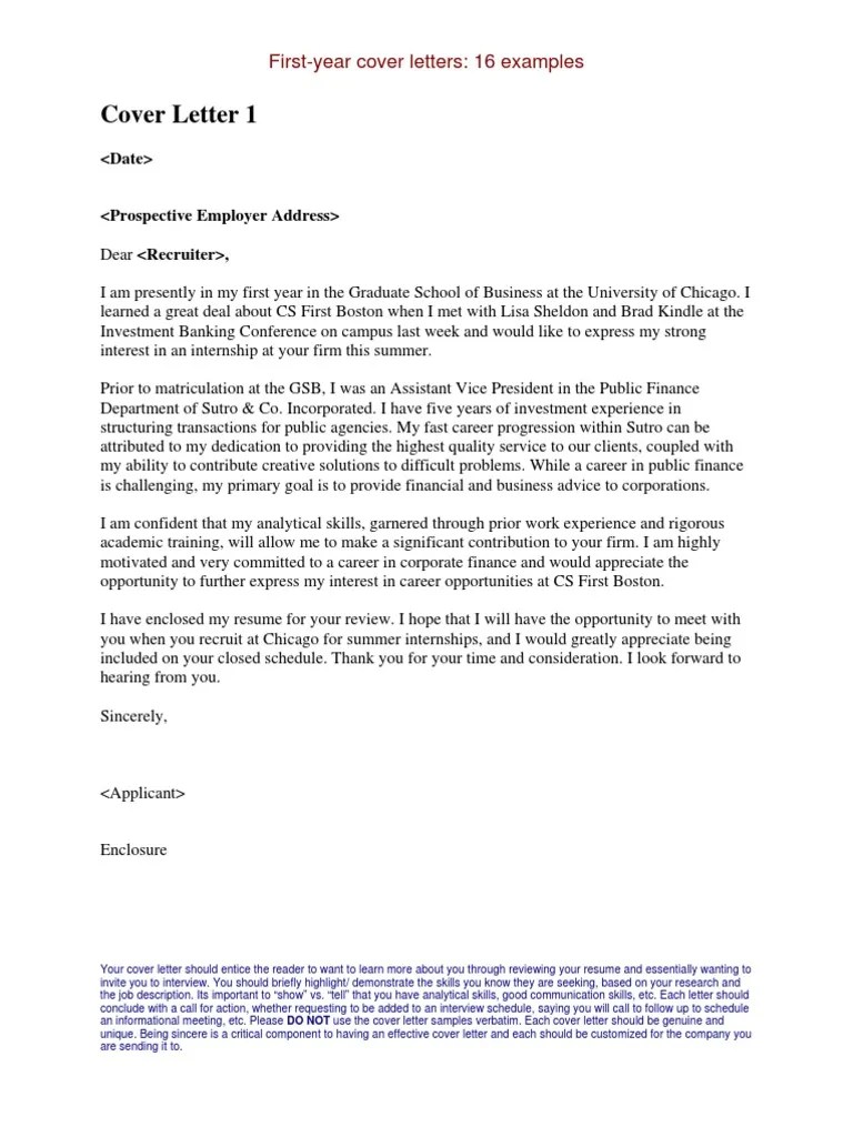 Internship Cover Letters Examples Master Of Business Administration