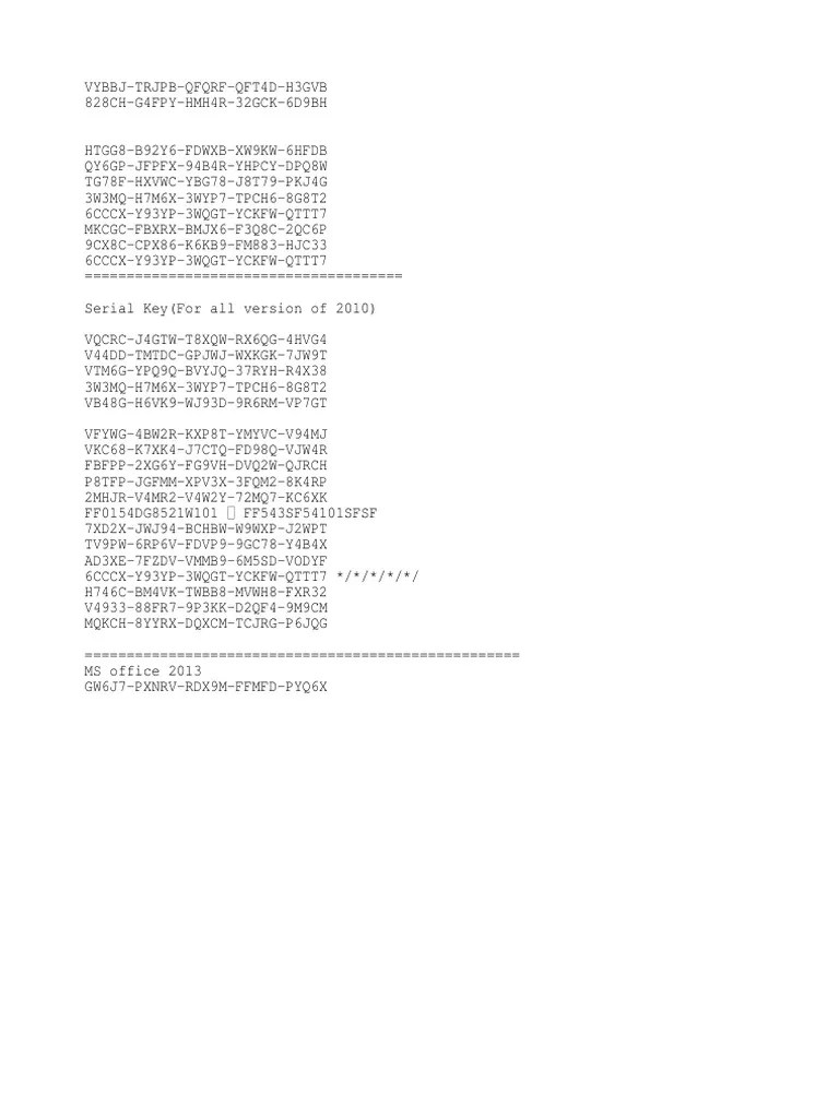 MS Office 2010 Product Key PDF