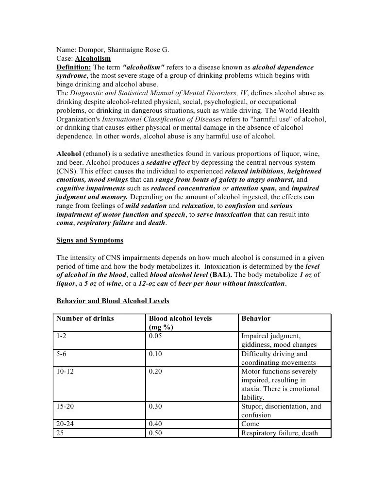 Alcoholism case study Alcoholism Alcoholic Drinks