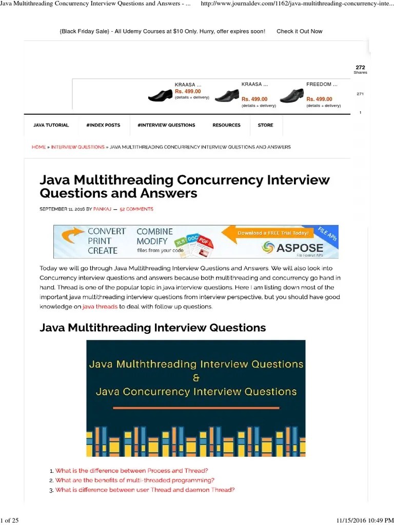 Java Multithreading Concurrency Interview Questions and Answers