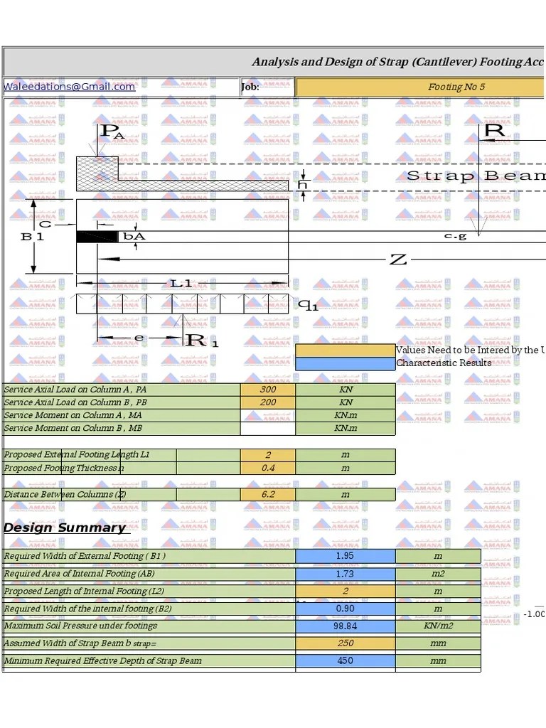 Strap Footing Design Beam (Structure) Bending