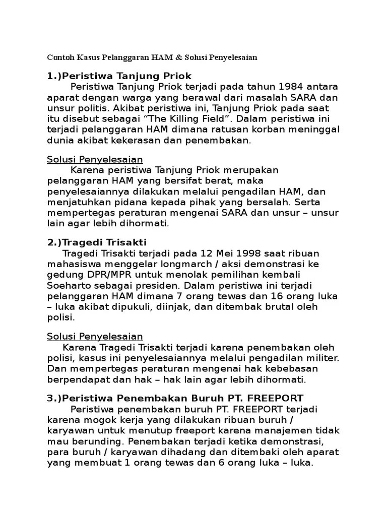 Contoh Kasus Pelanggaran HAM | PDF