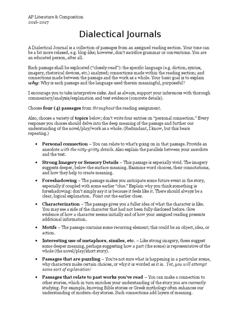 Dialectical Journals AP Ham Examples (1) Hamlet Philosophical Science