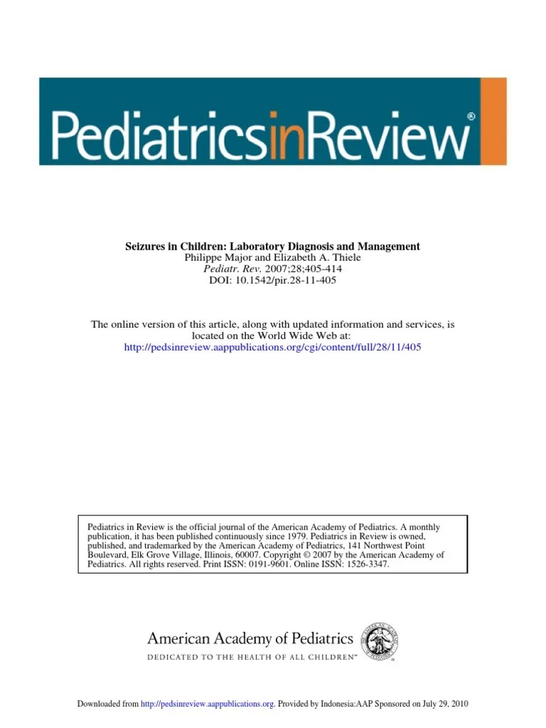 Seizures in Children Laboratory Diagnosis and Management.pdf Epilepsy Electroencephalography