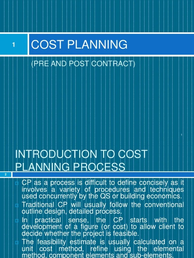 Cost Planning PDF Architect Design