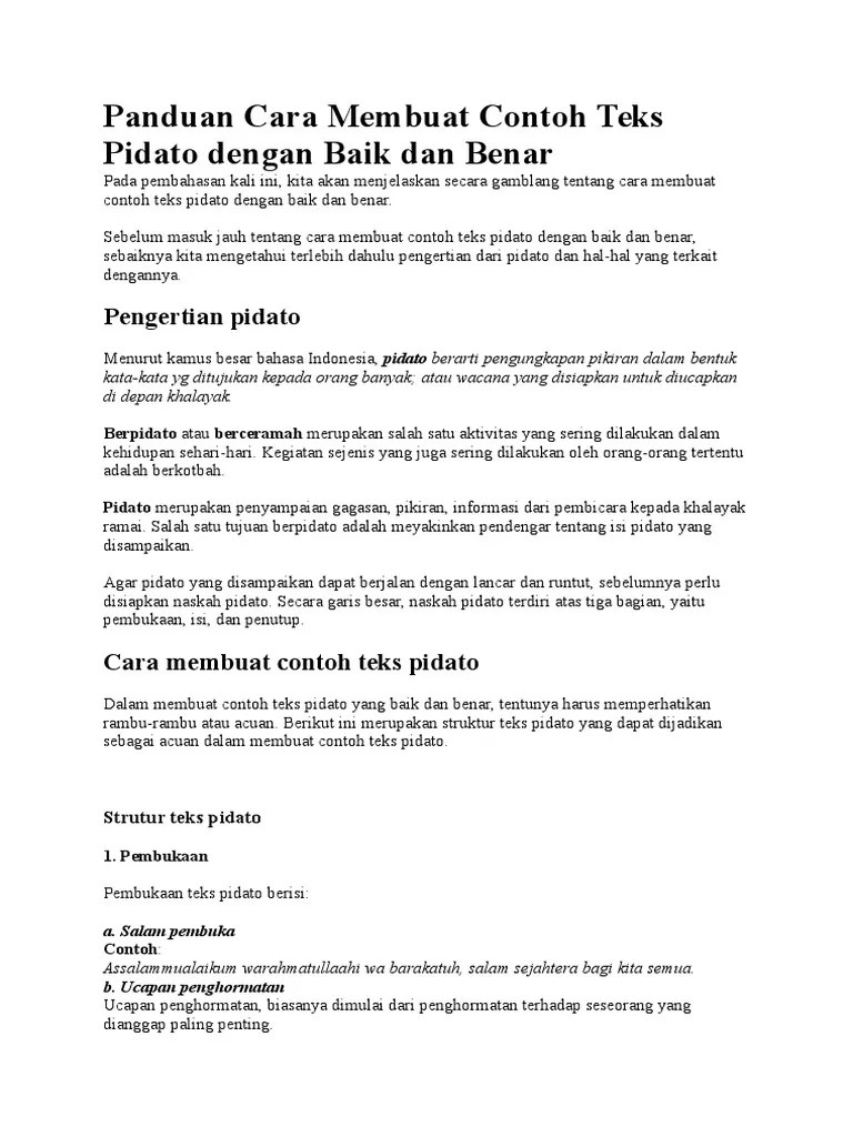Susunan Teks Pidato Yg Benar Adalah Kumpulan Contoh Teks Pidato