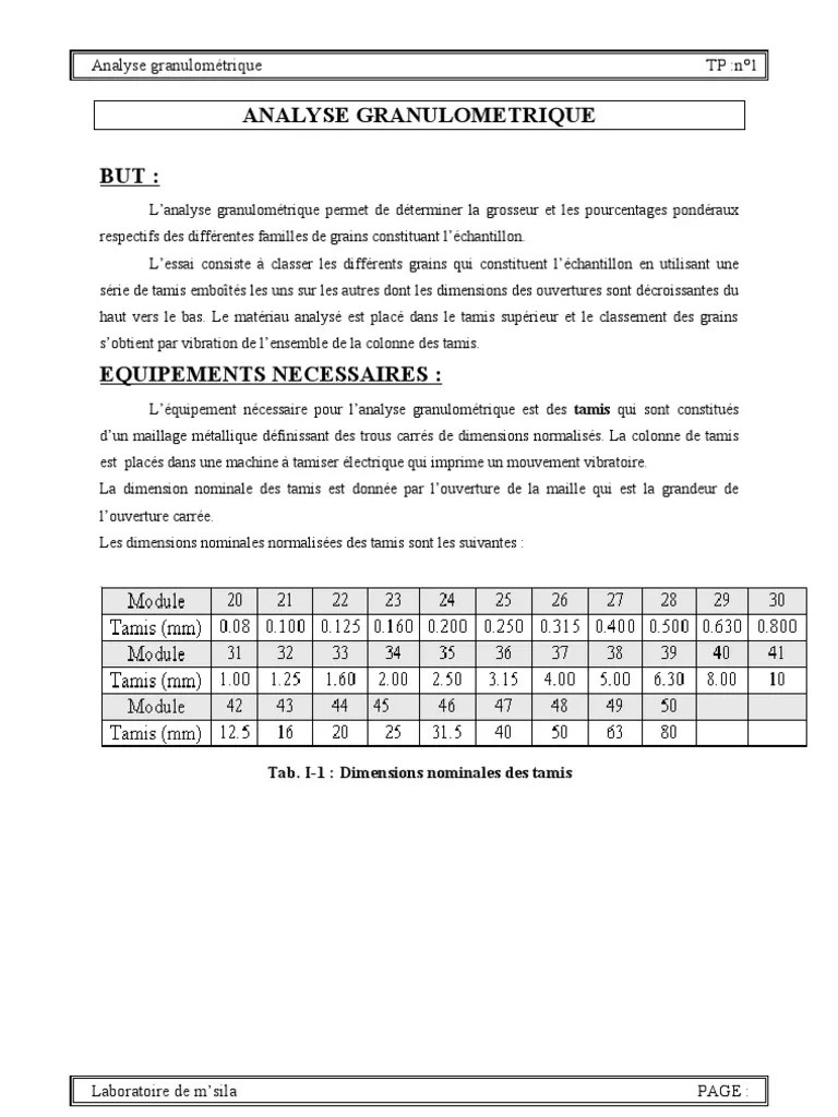 Analyse Granulometrique | PDF | La nature