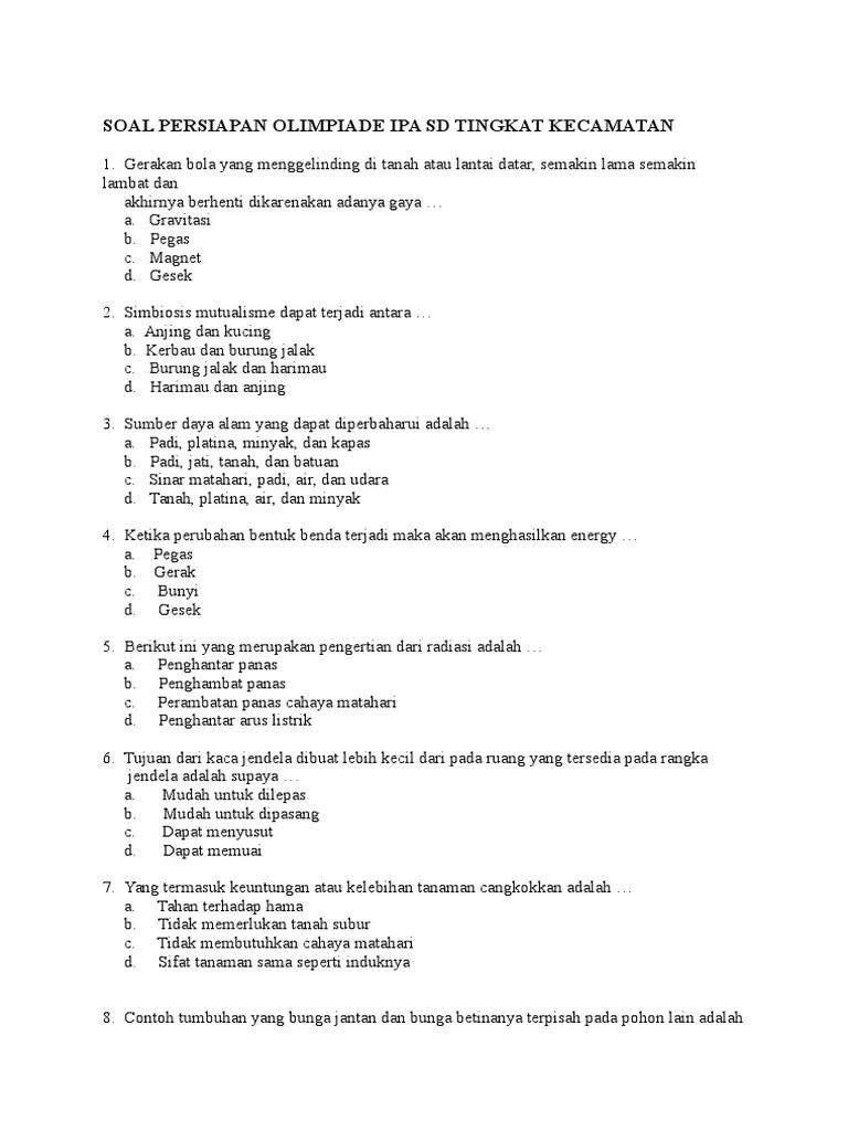 Soal O2Sn Ipa Sd – Nasi