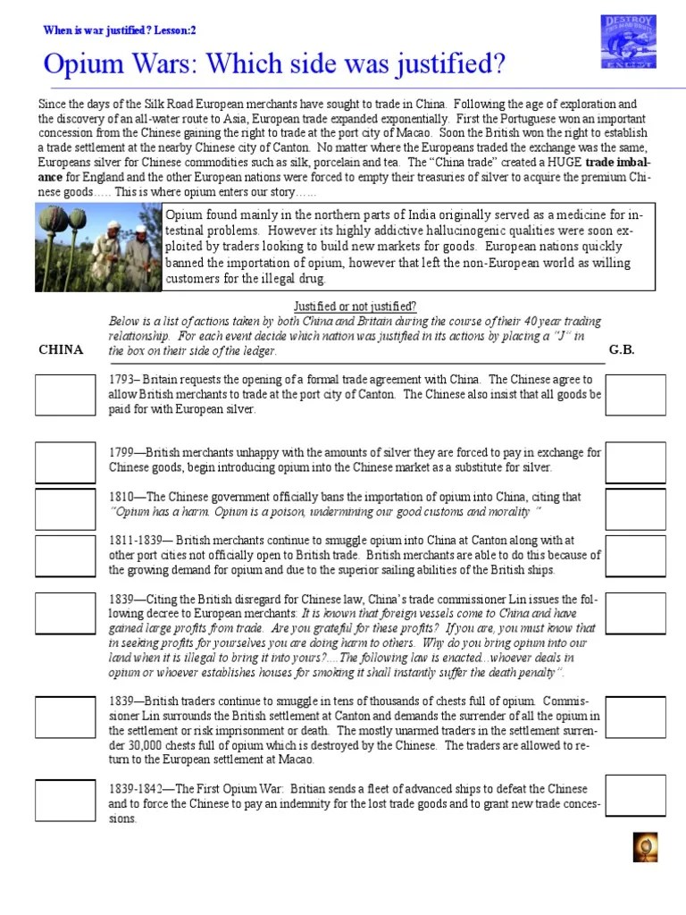 Opium Wars Worksheet PDF PDF Opium Trade