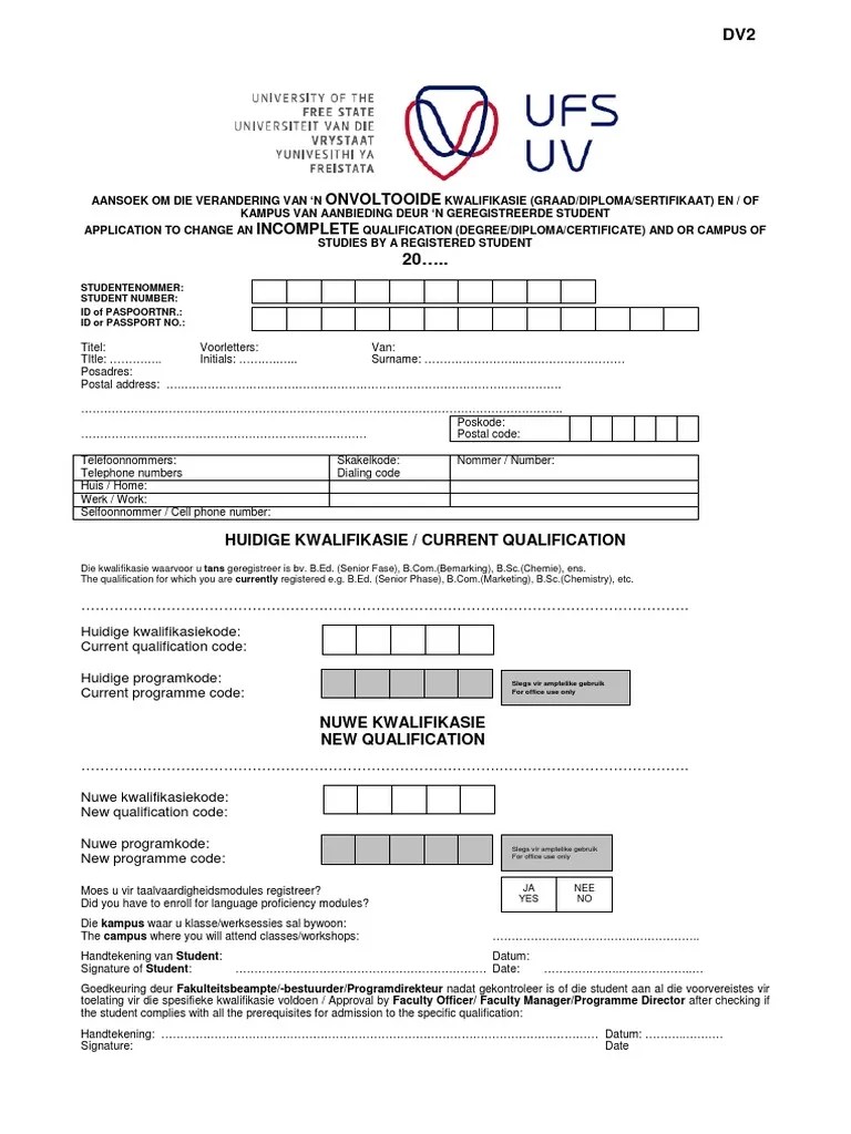 UFS Transfer DV2 Form Vocational Education Statistics Of Education