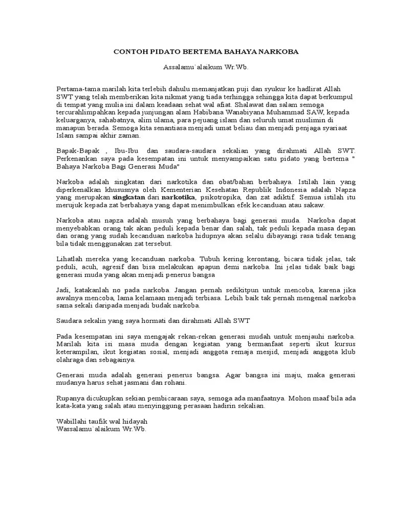 Contoh Pidato Bertema Bahaya Narkoba | PDF