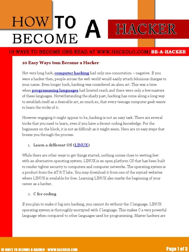How to a Hacker PDF Security Hacker Hacker Culture