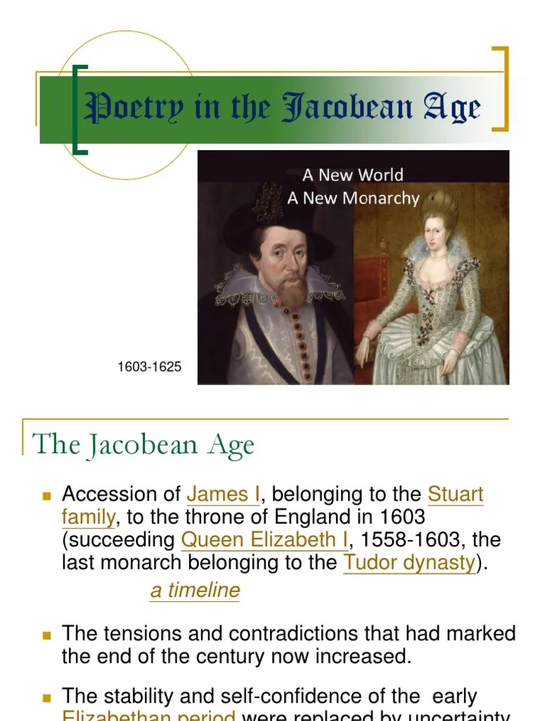 Poetry in The Jacobean Age PDF English Literature James Vi And I
