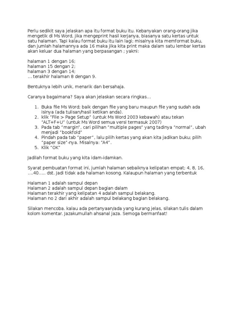 Perlu Sedikit Saya Jelaskan Apa Itu Format Buku Itu