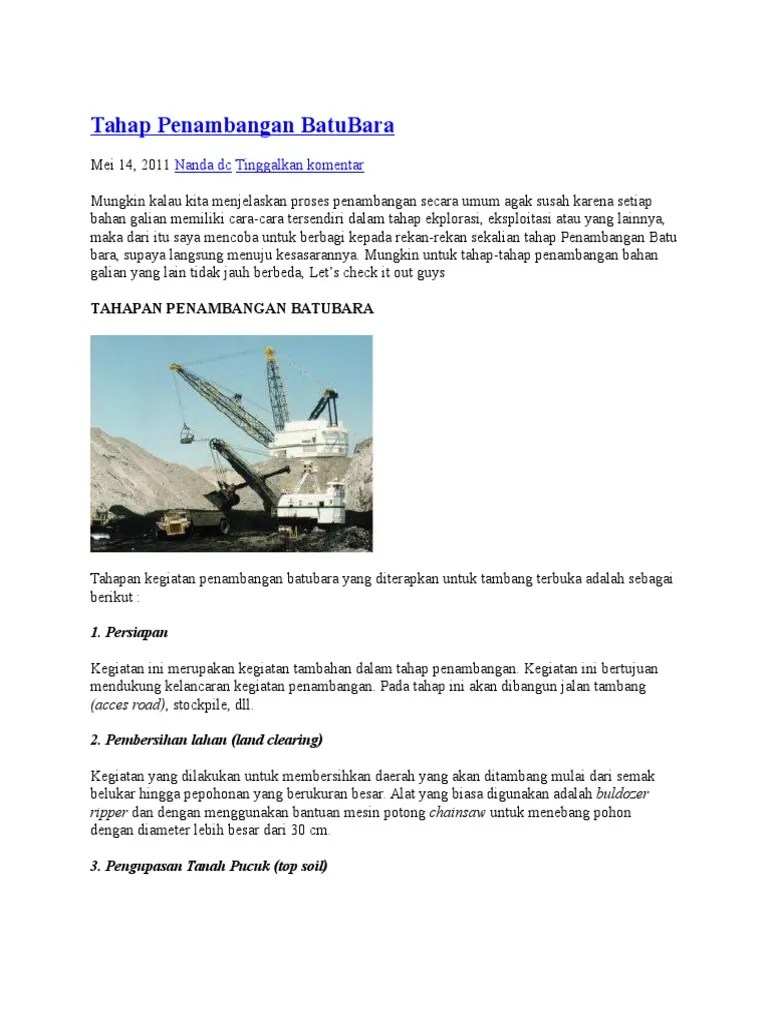 Tahap Penambangan BatuBara | PDF
