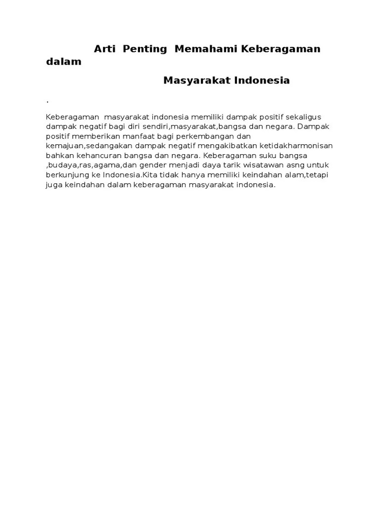 Arti Penting Memahami Keberagaman Dalam | PDF