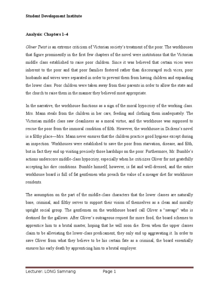 Analysis Oliver Twist