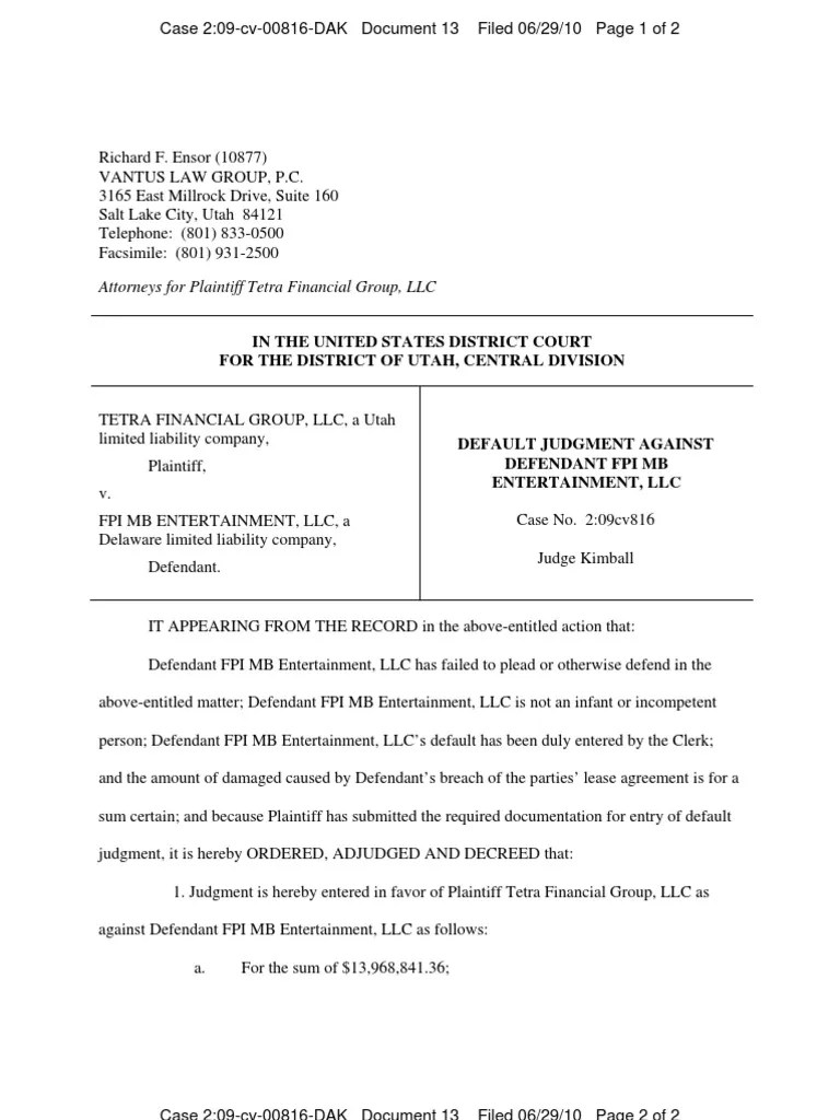 Default Judgement 629 Default Judgment Separation Of Powers