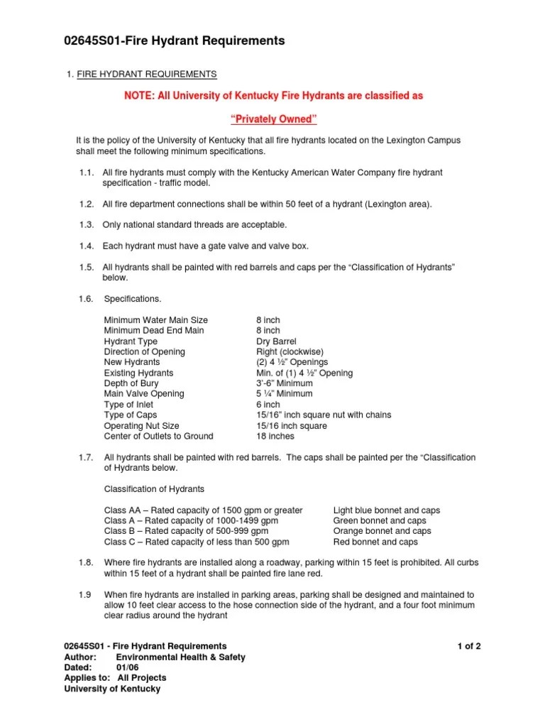 02645s01 Fire Hydrant Requirements PDF Manufactured Goods