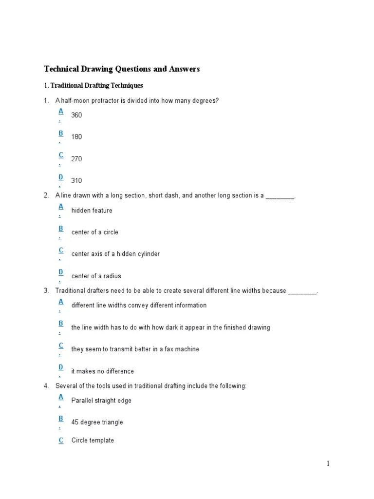Technical Drawing &Engineering Mechanics Questions & Answers