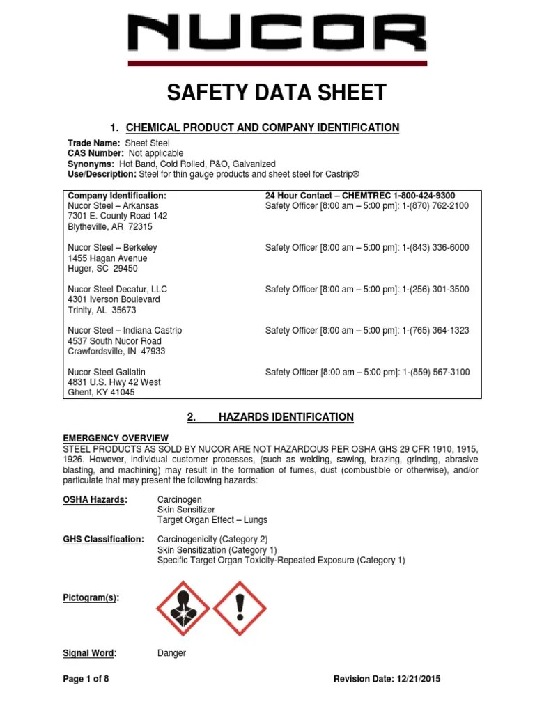 Sds Sheet Galvanized Cadmium Lead