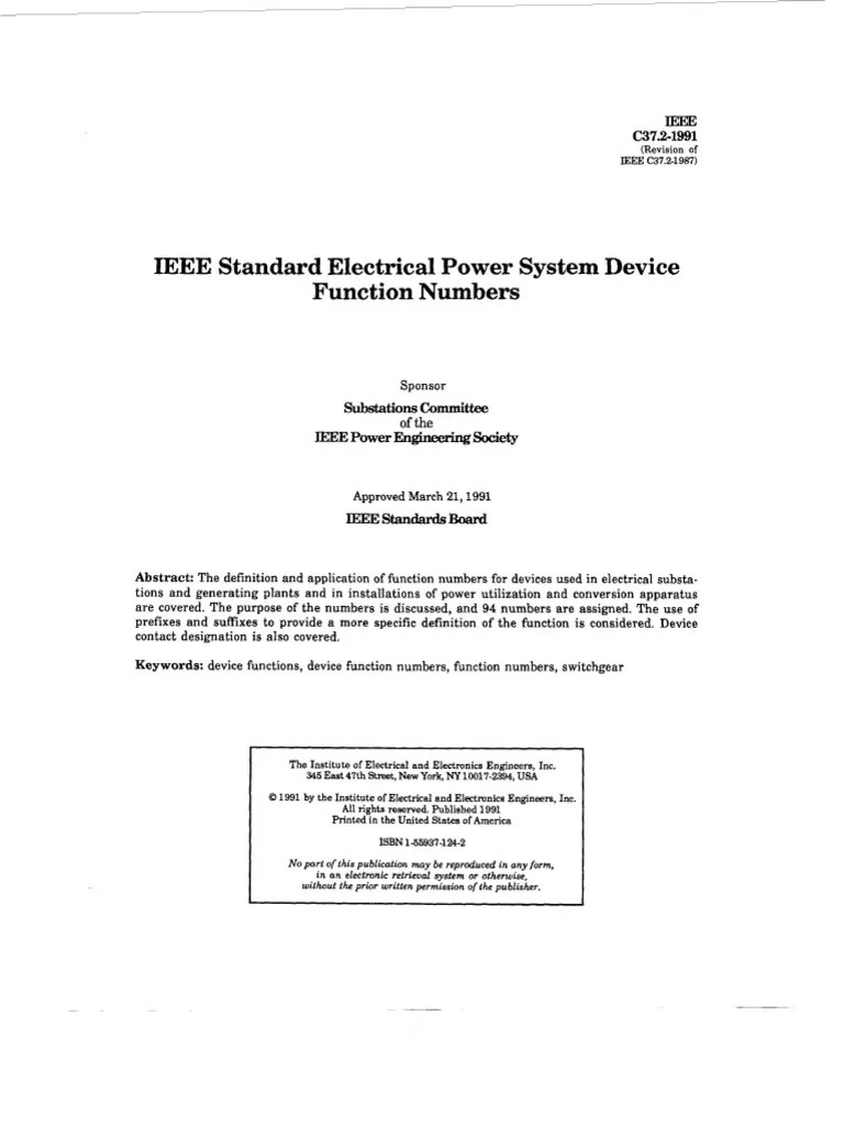STD_C37.2_1991_IEEE Standard Electrical Power System Device Function