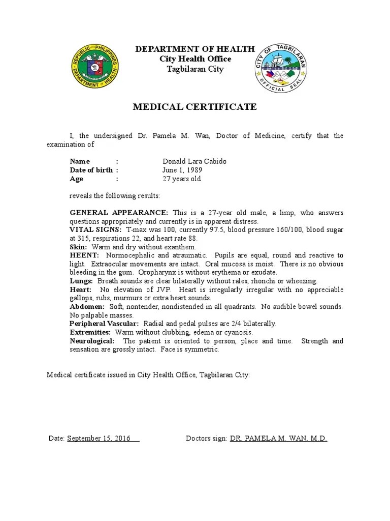 Medical Certificate