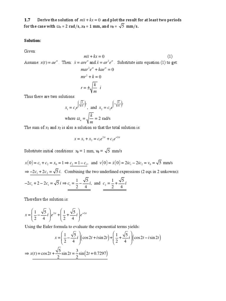 Mechanical Vibrations Chapter 1 Trigonometric Functions Mechanics