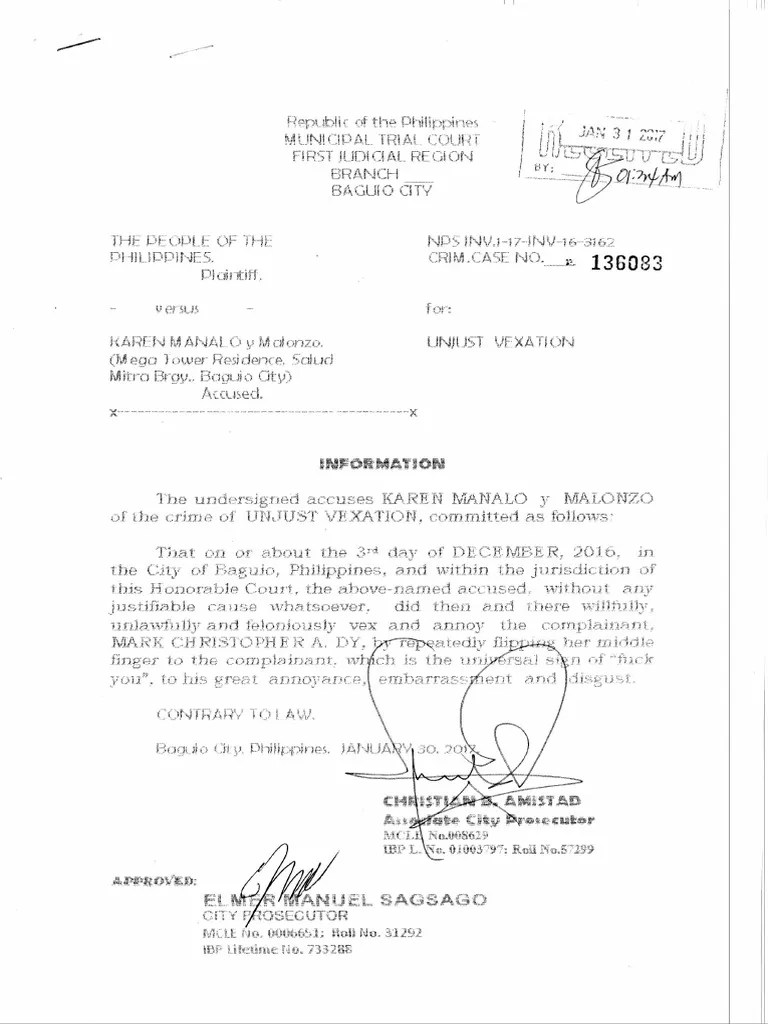 Unjust Vexation Information PDF