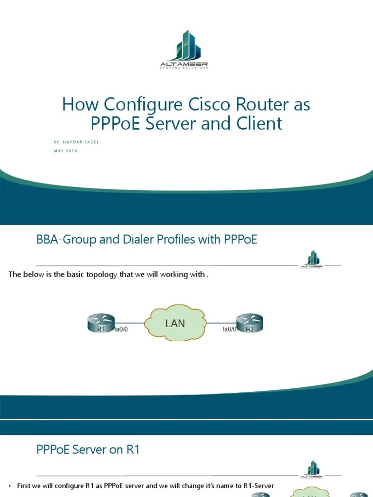 Configuring PPPoE Server &Client on Cisco Routers Ip Address Router