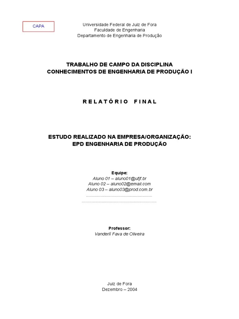 Modelo de Relatório