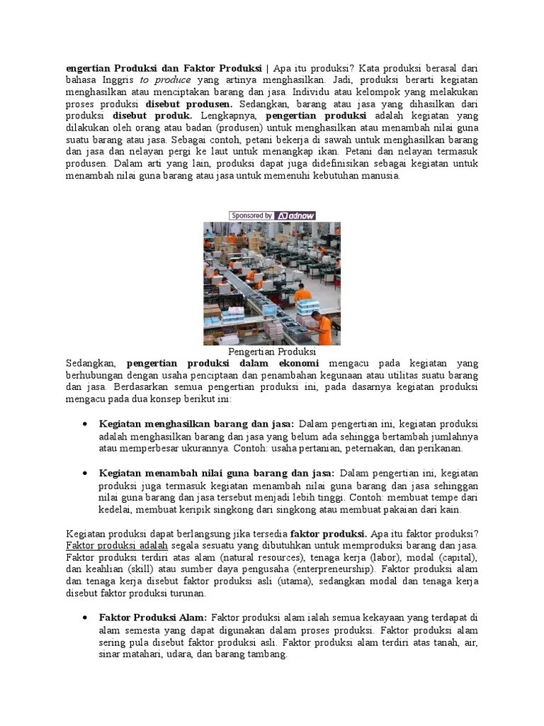 Kegiatan Menghasilkan Barang Dan Jasa Disebut