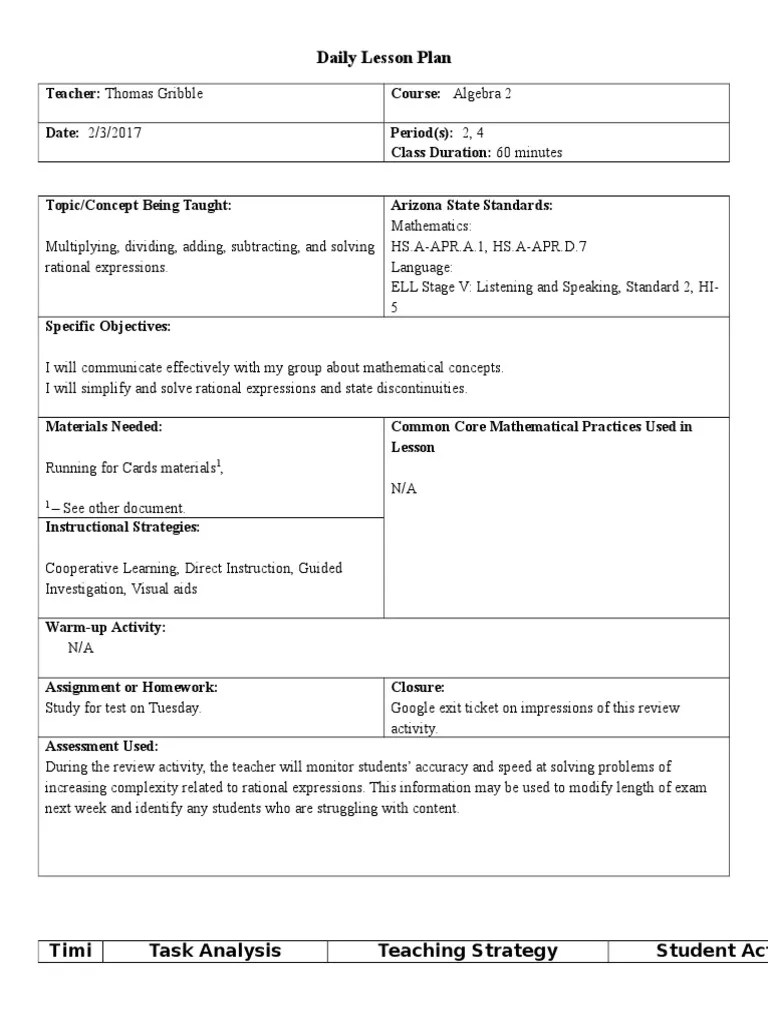 writing a review lesson plan