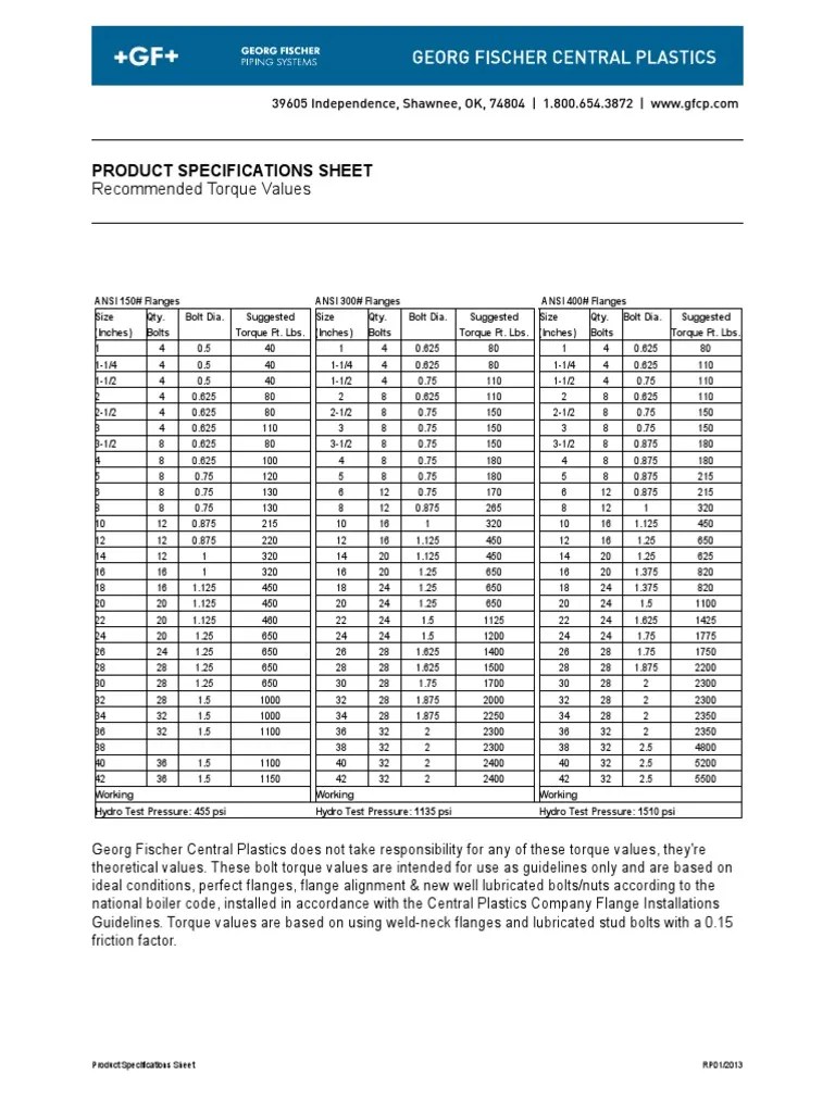 Flange Torque Recommendations GF.pdf | Gas Technologies | Mechanical