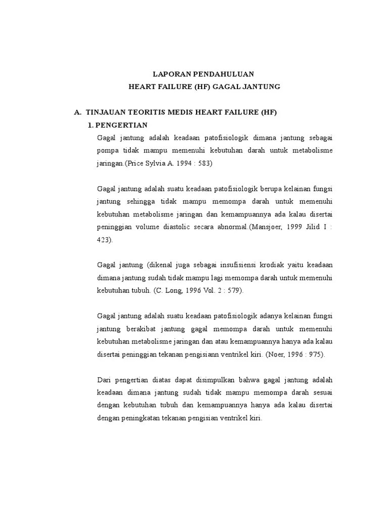 Laporan Pendahuluan Heart Failure Pdf Seputar Laporan