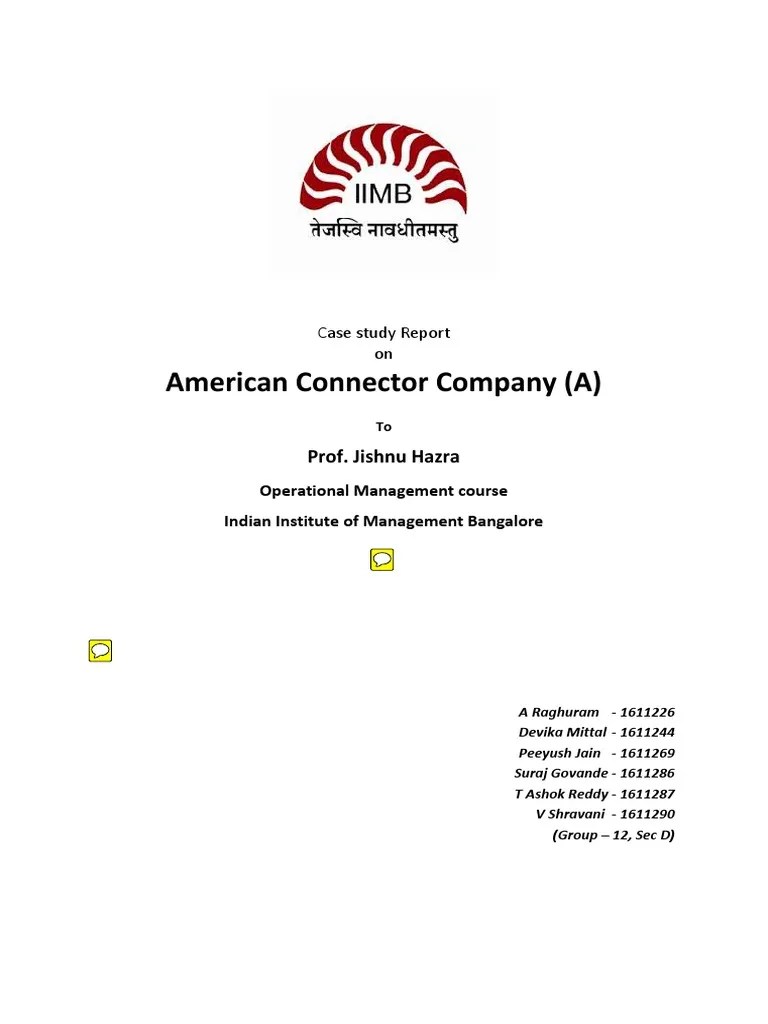 Group 12 American Connector Company Case Solution PDF Inventory