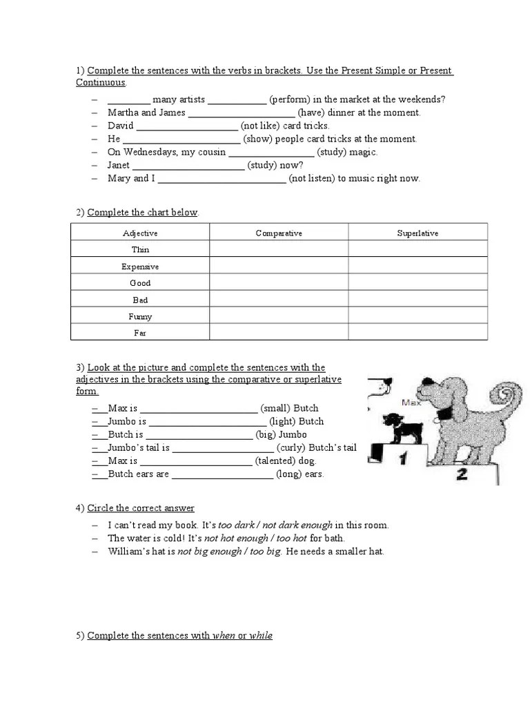 Adjective Comparative Superlative Thin Expensive Good Bad Funny Far PDF