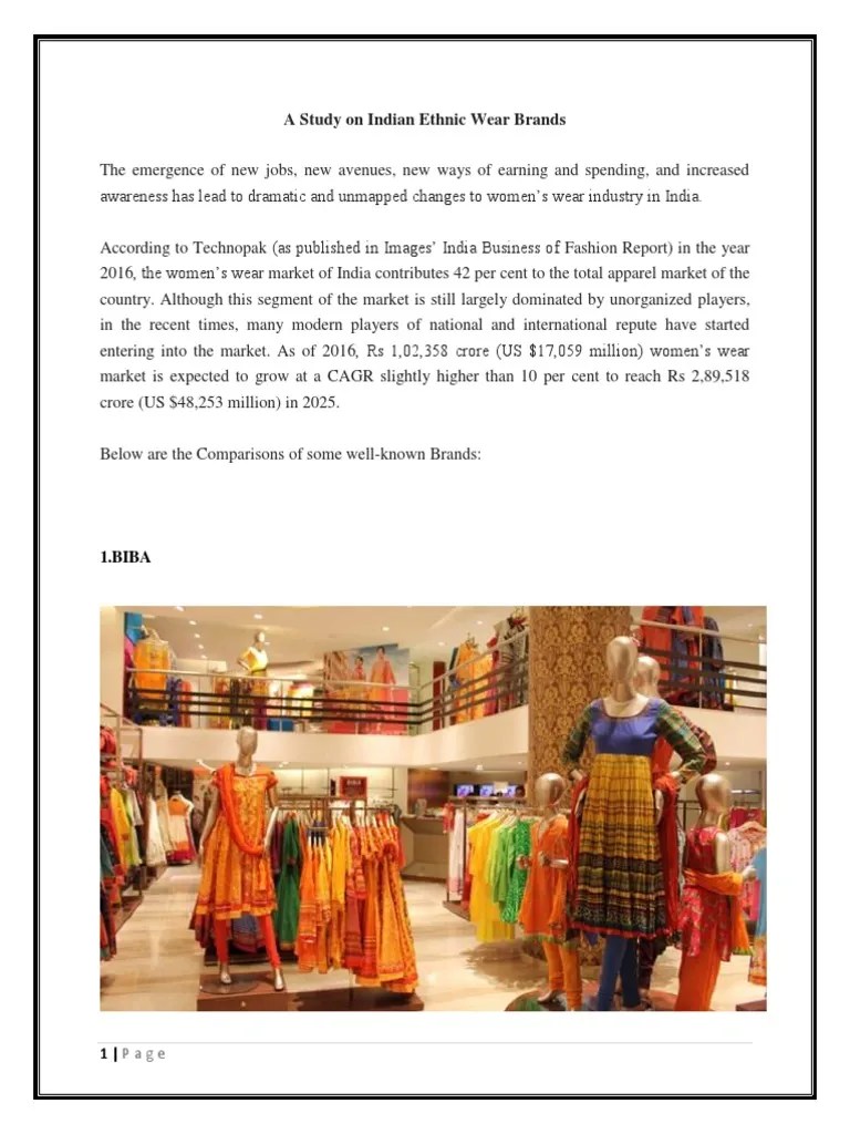 A Study on Indian Ethnic Wear Brands Retail Brand