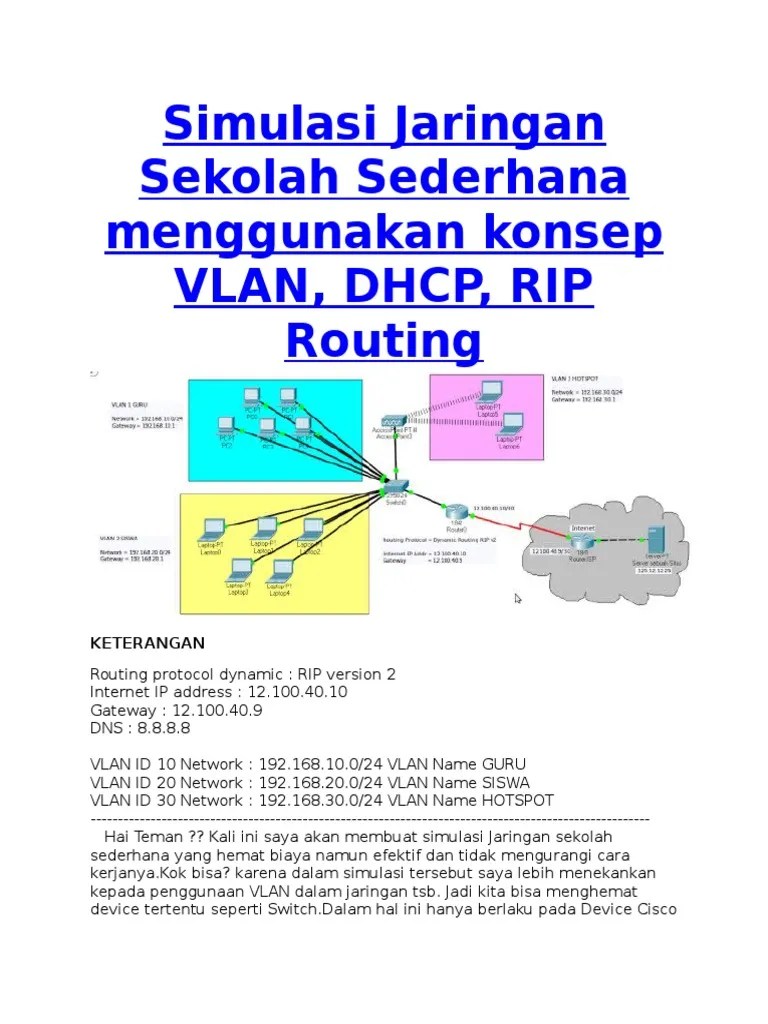 Simulasi Jaringan Sekolah Sederhana Menggunakan Konsep VLAN | PDF