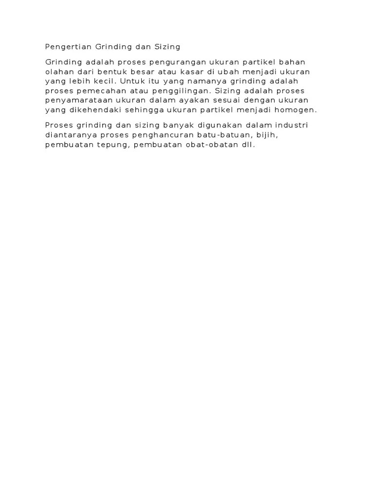 Pengertian Grinding Dan Sizing PDF