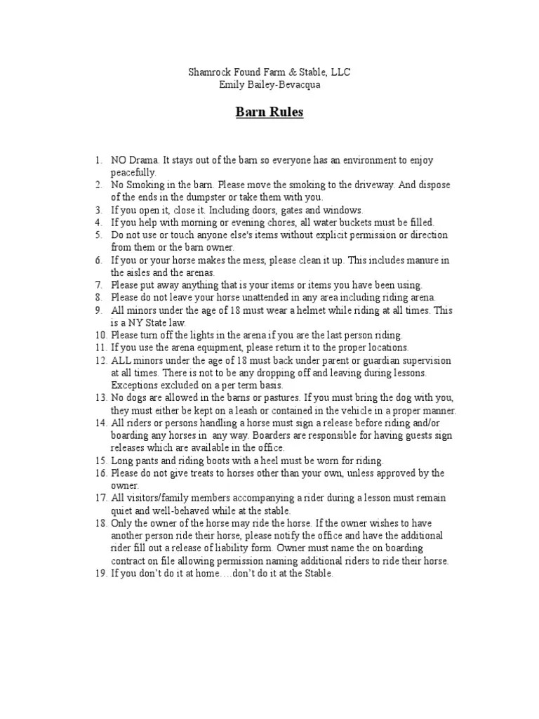 Barn Rules