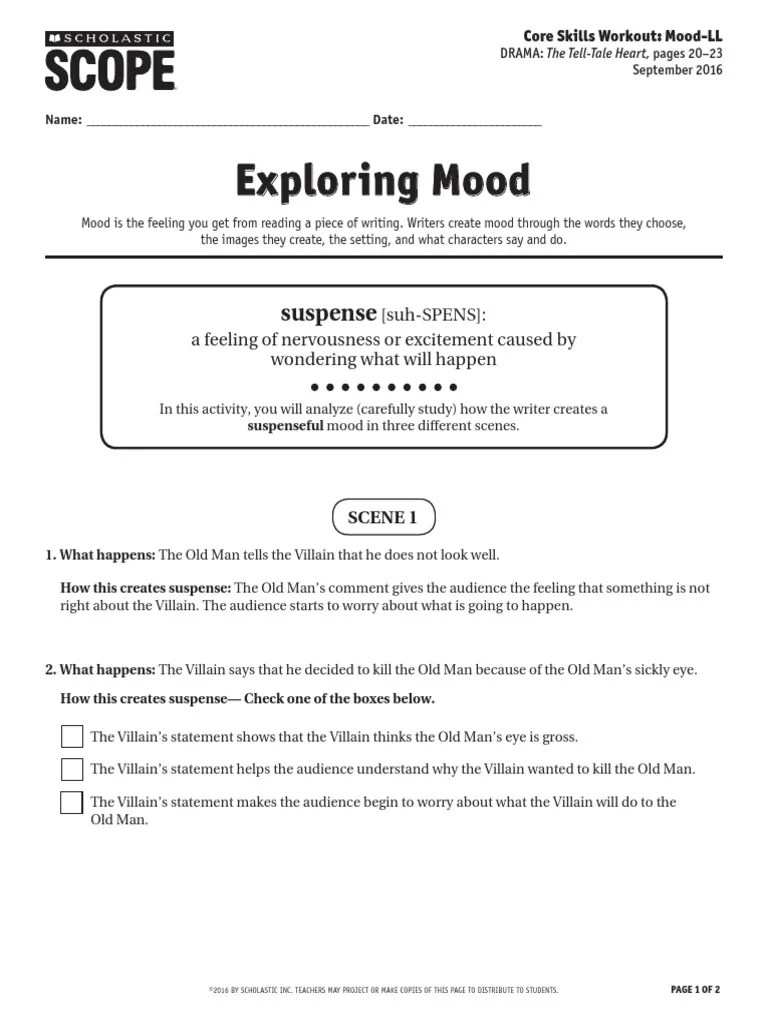 Mood Worksheet.pdf Thriller (Genre) Leisure