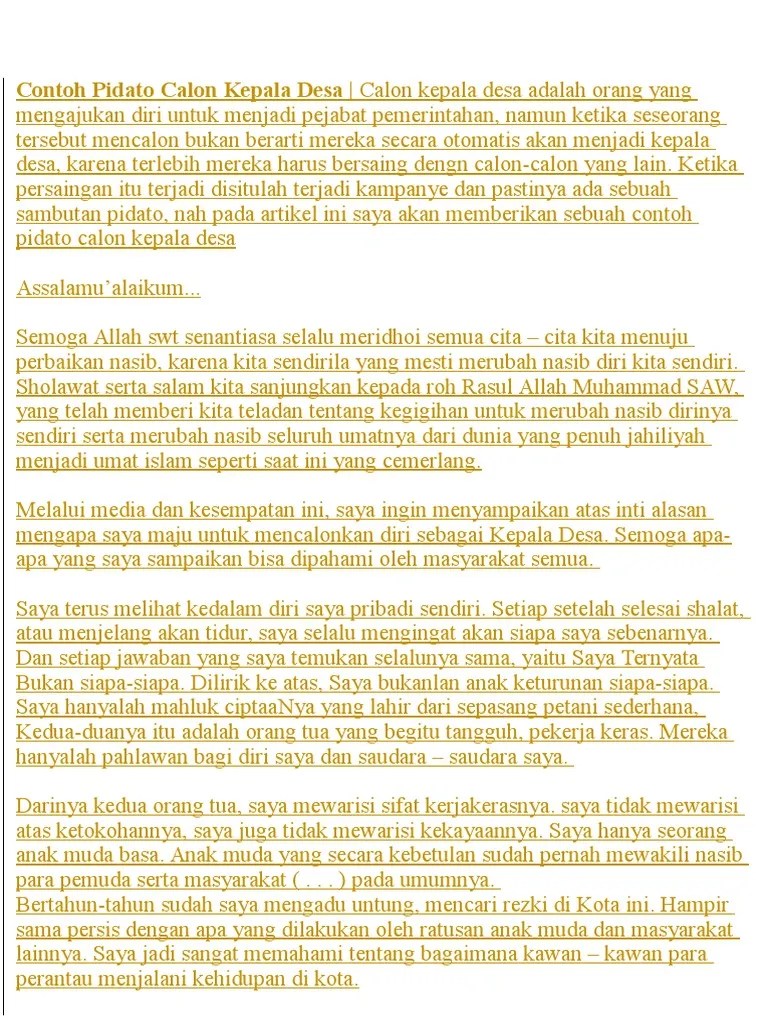 Contoh Pidato Kepala Dusun Baru