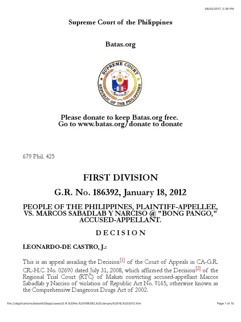 People v Sabadlab Fine (Penalty) Sentence (Law)