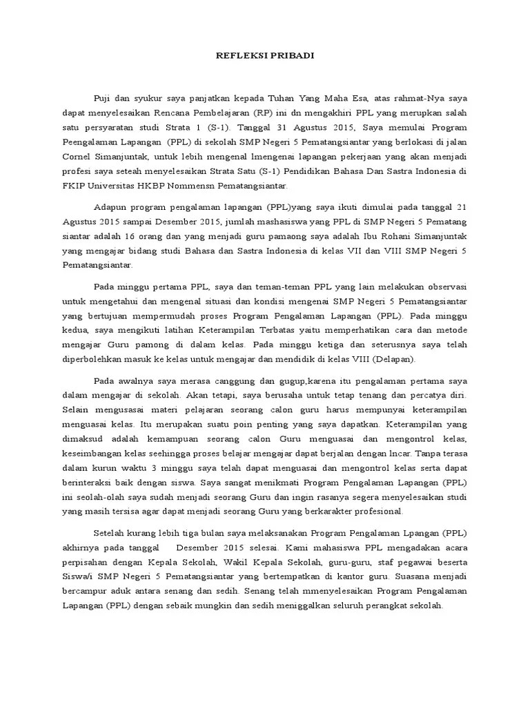 Refleksi Pribadi | PDF