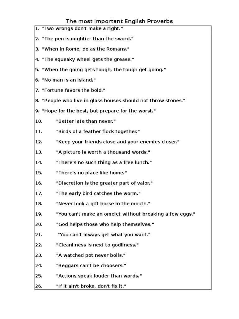 Proverbs Exercise