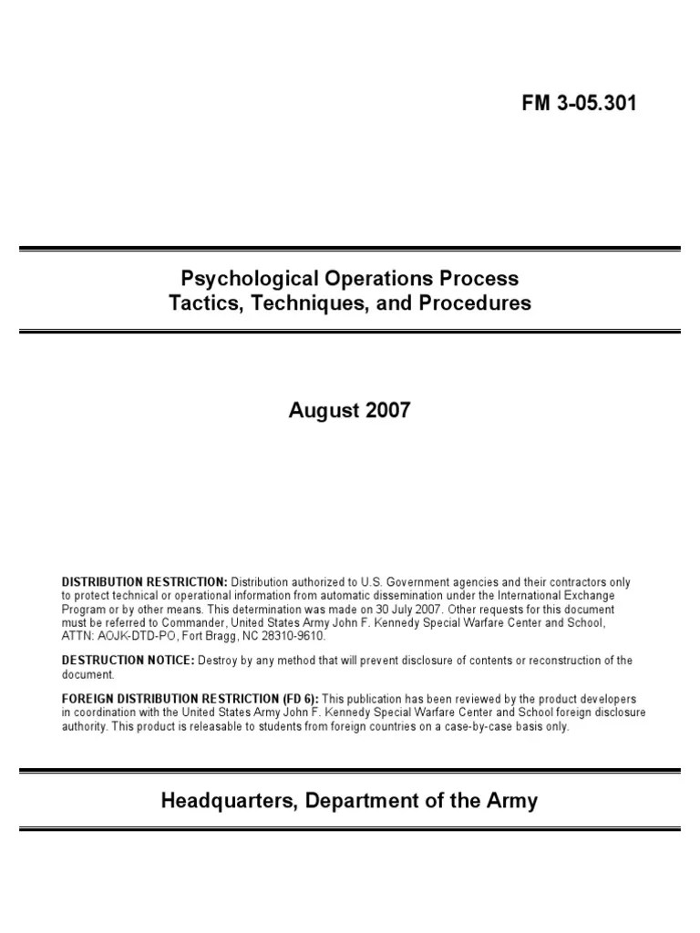 Restricted U.S. Army Psychological Operations Process Tactics